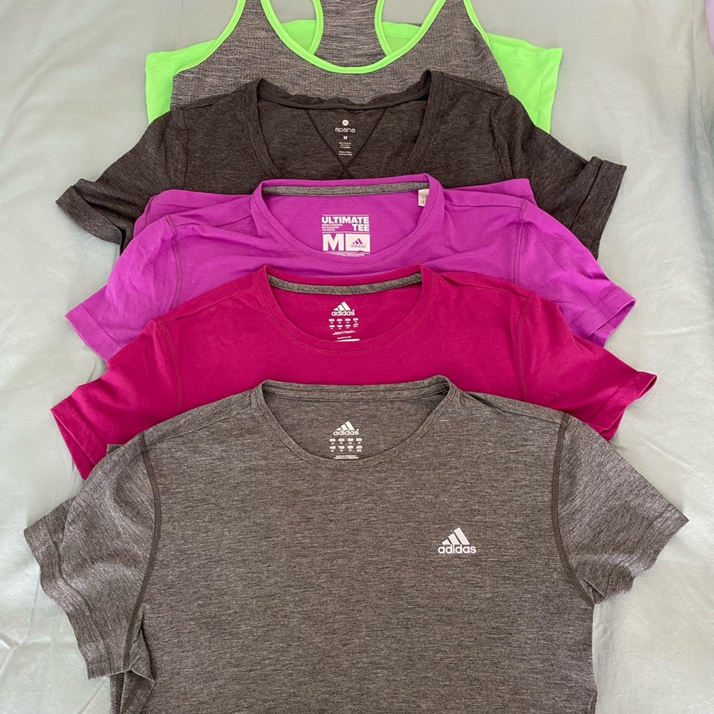 Women's Workout Shirt Collection - Gray, Pink, Purple, Green (5)